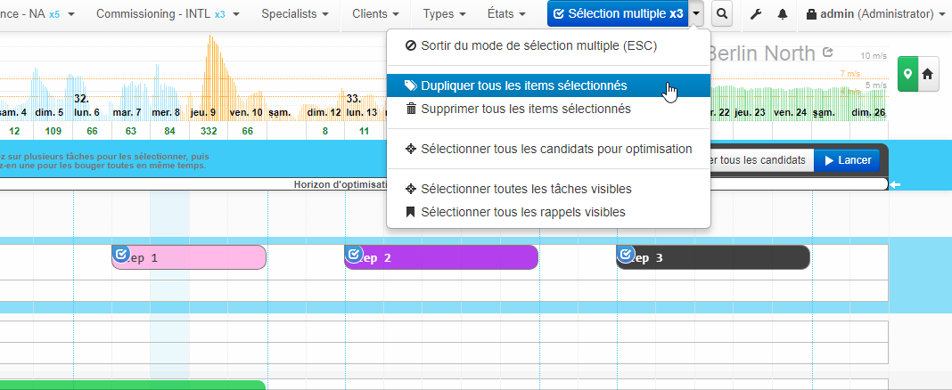 Sélection multiple : dupliquer plusieurs items en même temps.